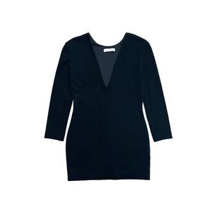 Bec and Bridge Dress Size 6 US Black Long Sleeve‎ Bodycon Deep V-Neckline Mini